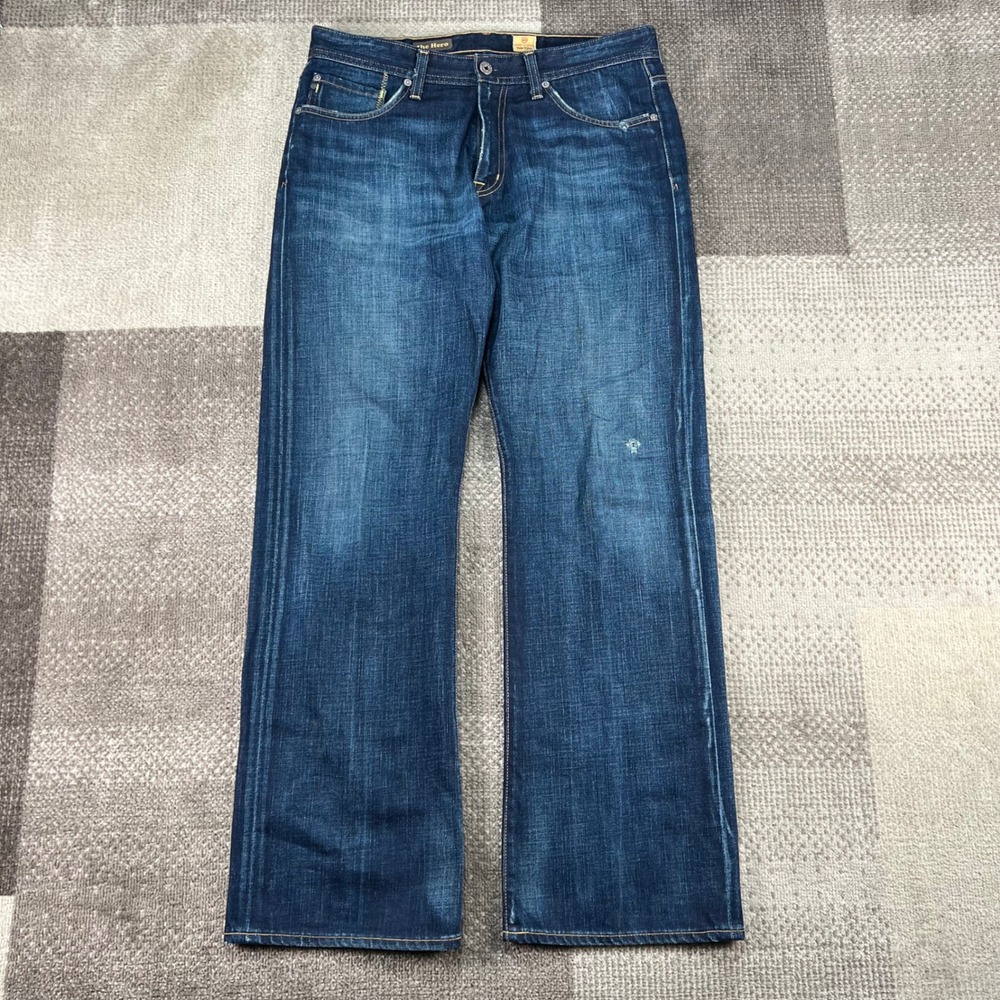 AG Adriano Goldschmied The Hero Mens Relaxed Straight Leg Jeans Blue 33x32 USA